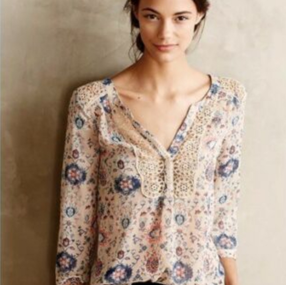 Maeve Anthropologie still water blouse size 0P